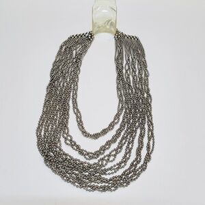 Y2K Multi Strand Silver-Tone Ball Chain Necklace
